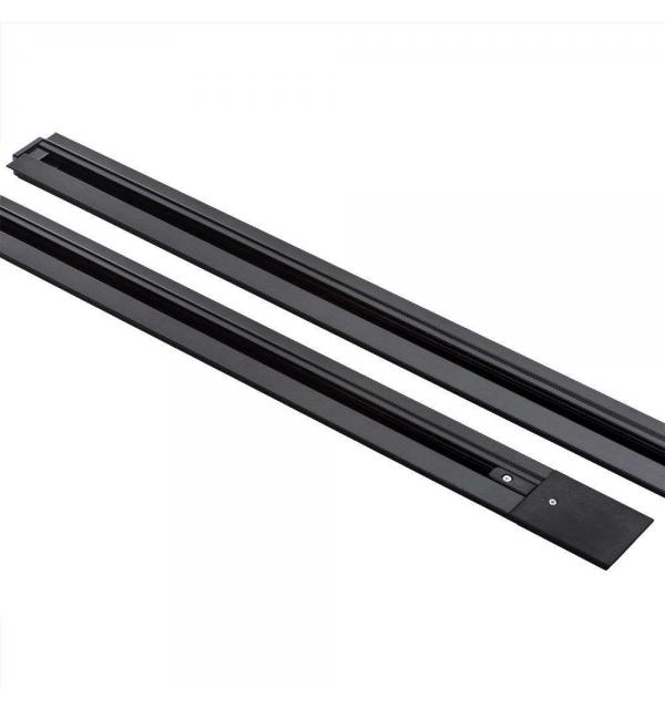 501018 Трек 2-контакт 1-фазный встраиваемый BARRA1м, ЧЕРНЫЙ МАТОВЫЙ (питание и заглушка в комплекте)