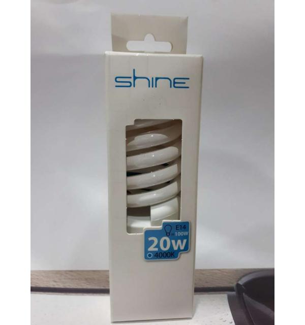 Люминесцентная лампа Shine Spiral 20W E14 4000K 125114  Компактная