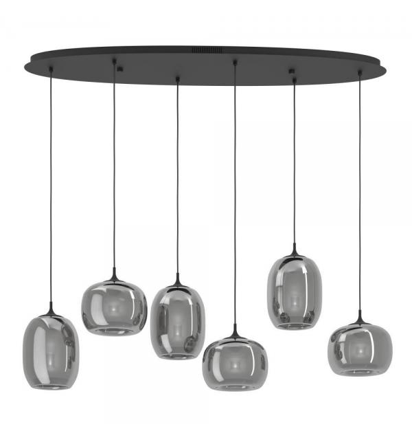 390415 Светод подвес с рег-кой цветовой темп-ры LARVA, 6X3,7W(LED) ,2700-6500K, 3060lm, сталь, черный, черный, прозрачный