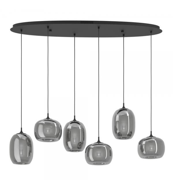390415 Светод подвес с рег-кой цветовой темп-ры LARVA, 6X3,7W(LED) ,2700-6500K, 3060lm, сталь, черный, черный, прозрачный