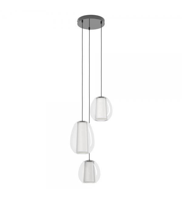 390458 Светодиодный подвес с регулировкой цветовой температуры MENORCA, 1X7W;2X5,5W;3X1,6W(LED), Ø420, 2200-6500K, 1900lm, сталь, никель черный, белый