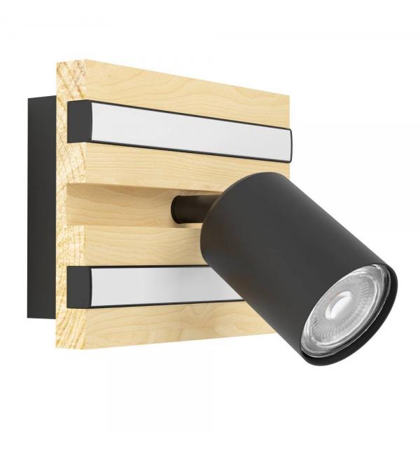 390521 Светодиодное бра GESTEIRA, 8W(LED) ,3000K, 660lm, сталь, дерево, черный, коричневый, черный