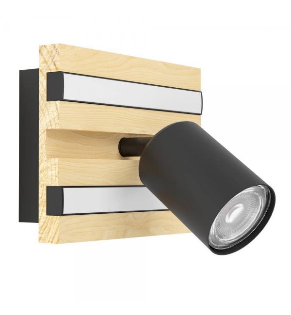 390521 Светодиодное бра GESTEIRA, 8W(LED) ,3000K, 660lm, сталь, дерево, черный, коричневый, черный
