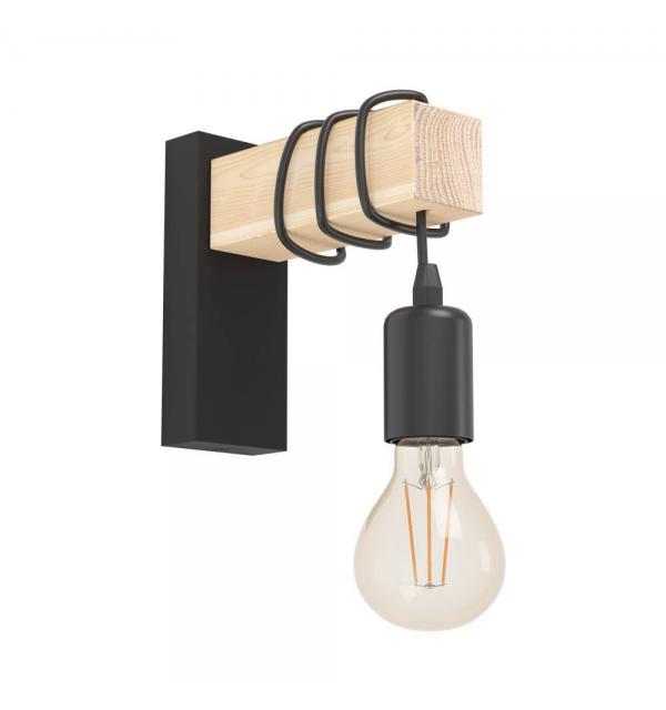 43514 Бра TOWNSHEND, 1х10W(E27-LED), L65, A190, H215, сталь, дерево, черн, коричн