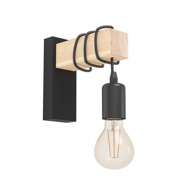 43514 Бра TOWNSHEND, 1х10W(E27-LED), L65, A190, H215, сталь, дерево, черн, коричн