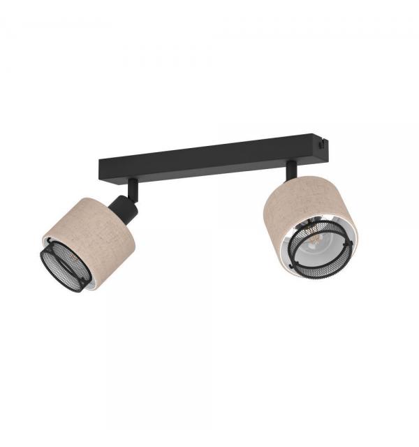 43657 Спот ROSLEY, 2x40W(E14), сталь, черный, текстиль, натуральный
