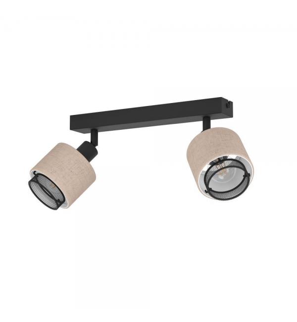 43657 Спот ROSLEY, 2x40W(E14), сталь, черный, текстиль, натуральный