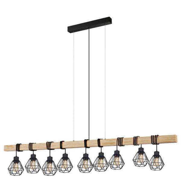 44077 Подвес TOWNSHEND 5, 9х60W(E27), L1500, B200, H1100, сталь, дерево, черный, коричневый