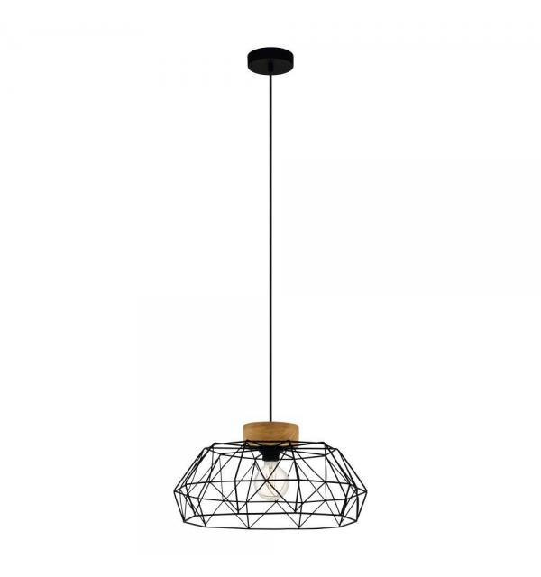 44089 Подвес PADSTOW, 1х60W(E27), Ø455, H1100, сталь, дерево, черный, натуральный