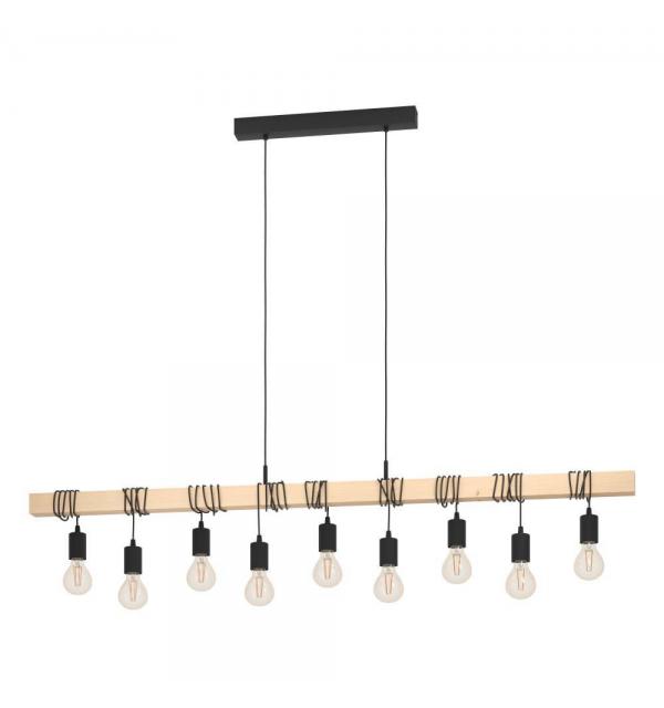 44099 Подвес TOWNSHEND, 9х60W(E27), L1500, B100, H1100, сталь, дерево, черн, коричн