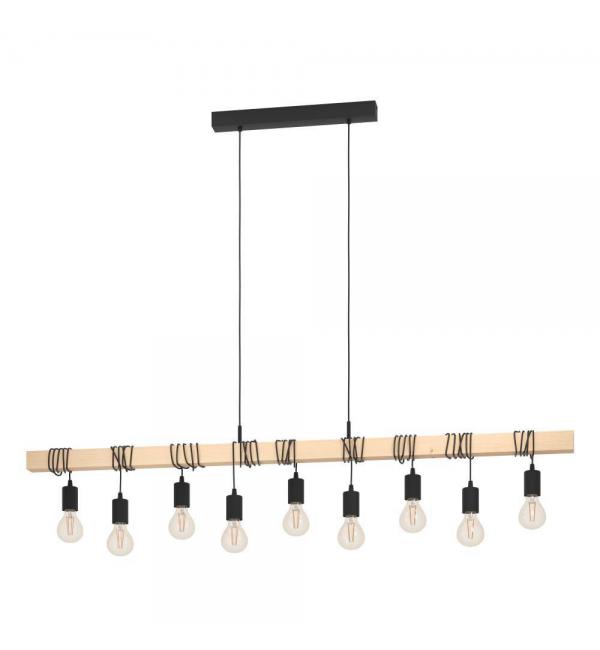 44099 Подвес TOWNSHEND, 9х60W(E27), L1500, B100, H1100, сталь, дерево, черн, коричн