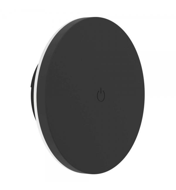 75874 Аккум. настенн. свет-к сенсорн., димм. VALGIANO, Ø150, 5W(LED), IP44, 3000K, 4000K, 6500K, 300lm, пластик, черный