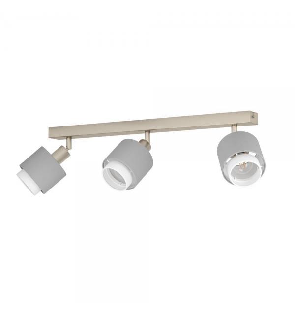 901047 Спот BELLIZZI, 3x7,5W (E27), L430, B90, H185, сталь, матовый никель / текстиль, серый, белый