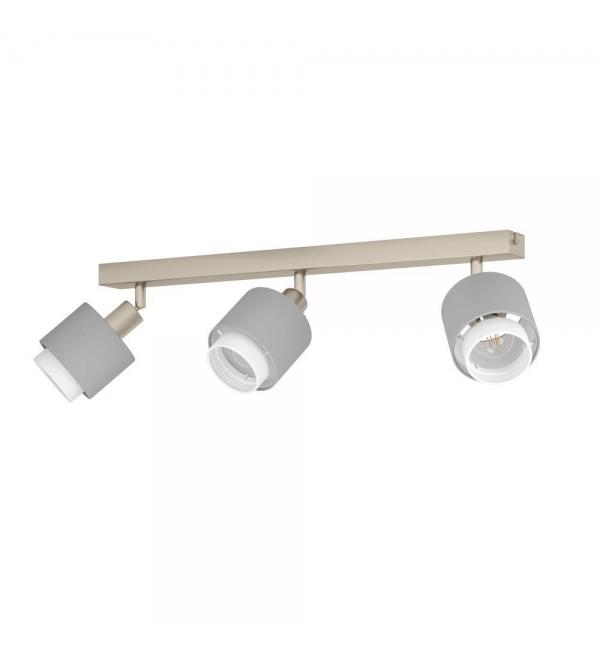 901047 Спот BELLIZZI, 3x7,5W (E27), L430, B90, H185, сталь, матовый никель / текстиль, серый, белый