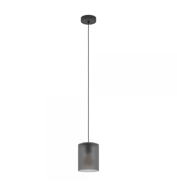 901162 Подвесной светильник COLOMERA, 1х40W (E27), H1100, Ø150, сталь, черный / матовое серое стекло