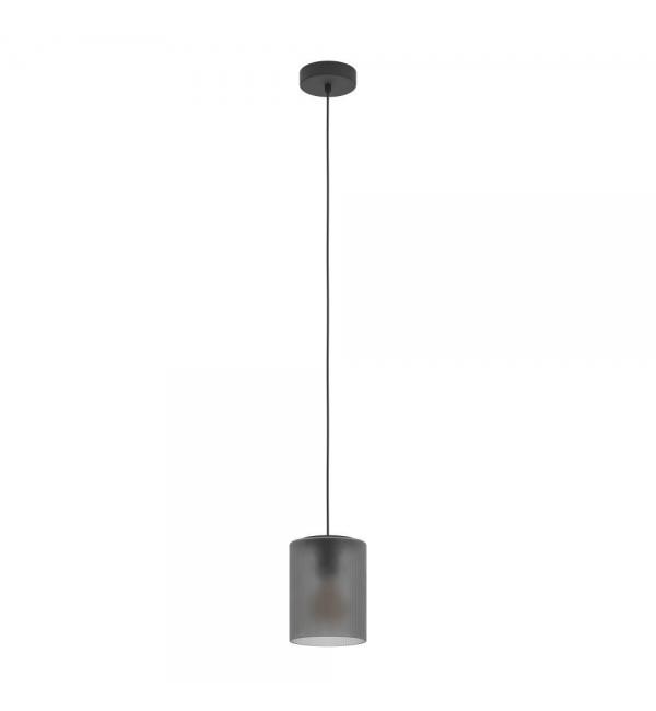 901162 Подвесной светильник COLOMERA, 1х40W (E27), H1100, Ø150, сталь, черный / матовое серое стекло