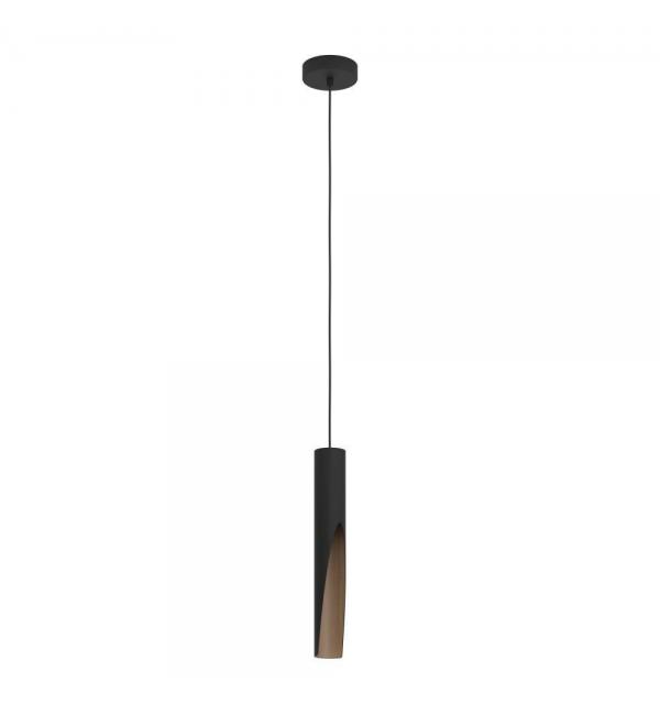 901732 Подвес BARBOTTO, 1X4,5W(GU10-LED), H1100, 345lm, сталь, дерево, черный, коричневый