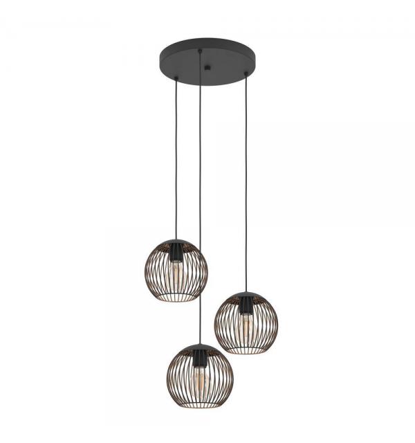 901871 Подвес ALMANZORA, 3X60W(E27), сталь, черный, медный