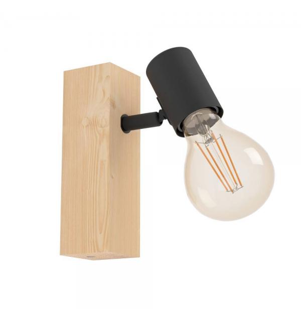 99477 Спот TOWNSHEND 3, 1x10W(E27-LED), дерево, сталь, коричневый, черный
