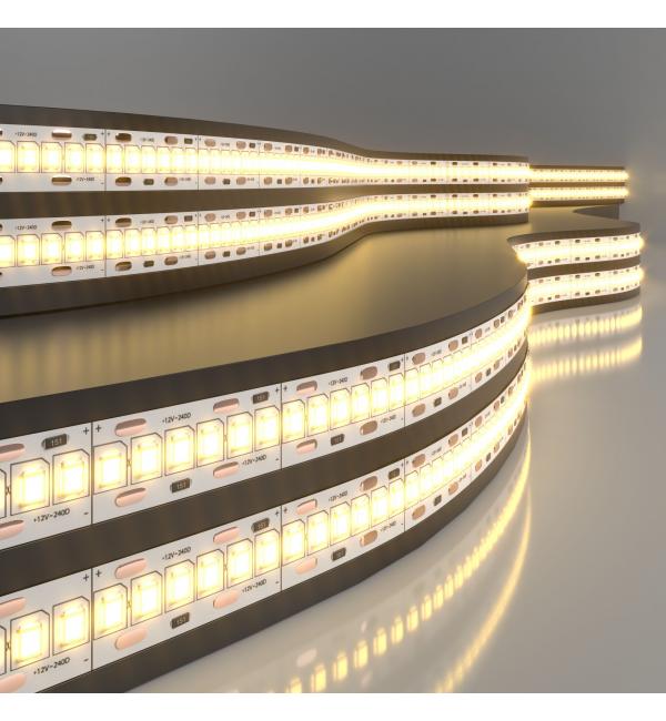 Светодиодная лента 12 В 24 Вт/м 240 Led/м 2835 IP20, теплый белый 3300 K, 5 м Лента светодиодная 12V 16W 240Led 2835 IP20 тёплый белый, 5м